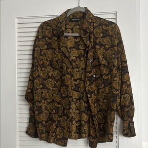 Vintage Ellen Tracy printed button front blouse sz 4